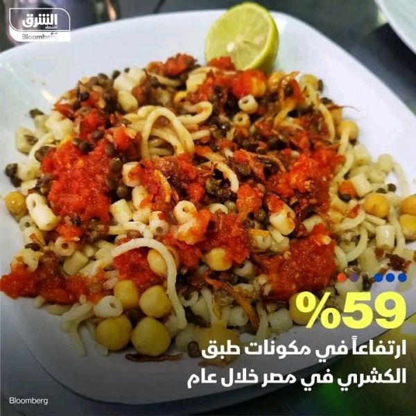 مؤشر بلومبيرغ: أسعار الكشري في مصر تقفز 59 بالمئة